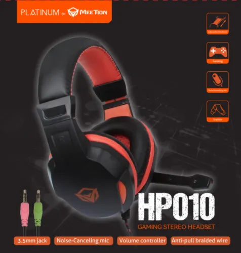 Platinum MT-HP010-A-PLAT Gaming Headset – 40mm Drivers, Dual 3.5mm Jacks, Noise-Isolating Microphone Platinum MT-HP010-A-PLAT Gaming Headset – 40mm Drivers, Dual 3.5mm Jacks, Noise-Isolating Microphone